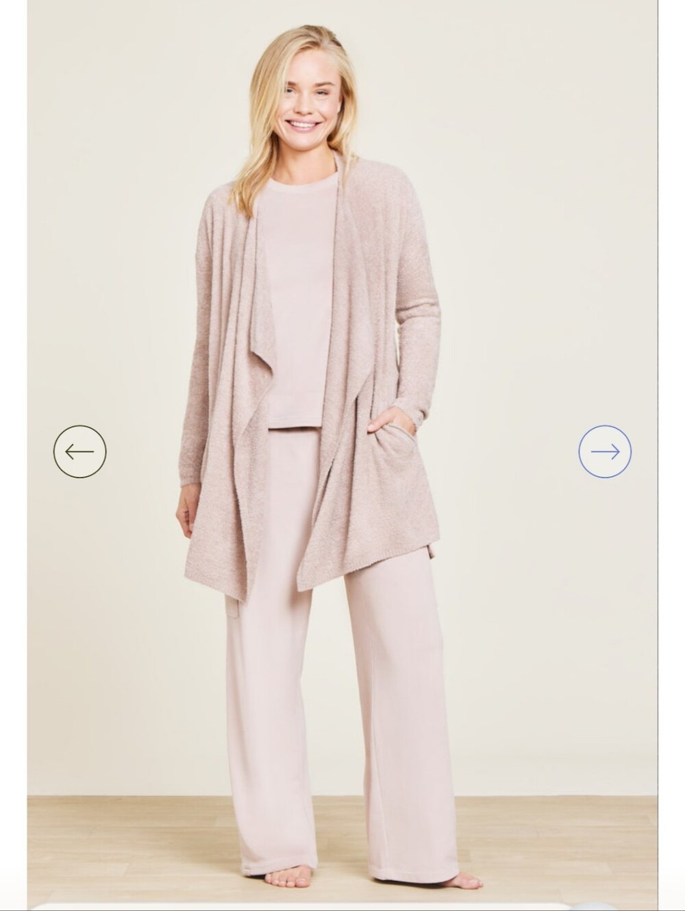 Barefoot Dreams Cozy Chic Ultra Lite Light Pale Pink Island Wrap Cardigan S/M